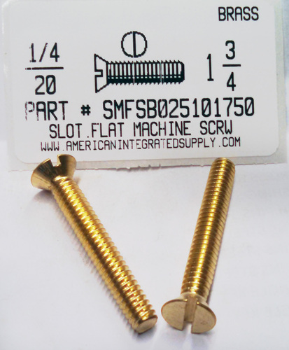 1/4-20X1-3/4 FLAT HEAD SLOTTED MACHINE SCREW BRASS