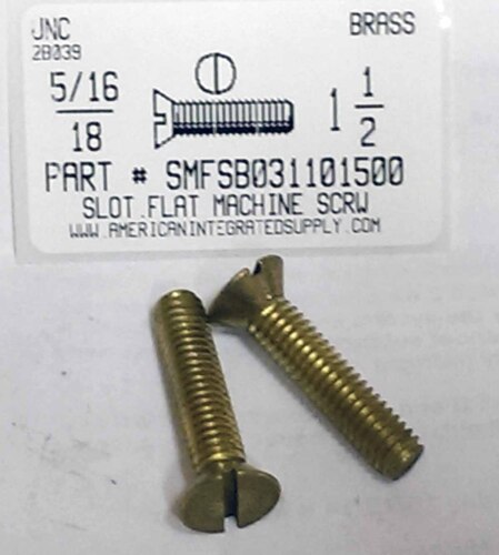 5/16-18X1-1/2 FLAT HEAD SLOTTED MACHINE SCREW BRASS