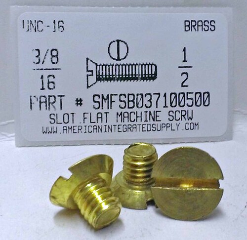 3/8-16X1/2 UNDERCUT FLAT HEAD SLOTTED MACHINE SCREW BRASS