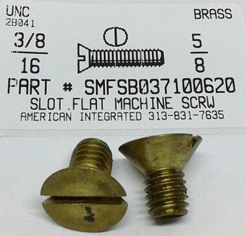 3/8-16X5/8 FLAT HEAD SLOTTED MACHINE SCREW BRASS