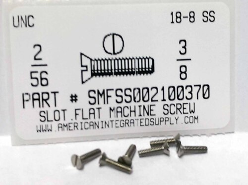 #2-56X3/8 FLAT HEAD SLOTTED MACHINE SCREW 18-8 STAINLESS STEEL