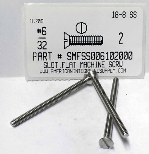 #6-32X2 FLAT HEAD SLOTTED MACHINE SCREW 18-8 STAINLESS STEEL