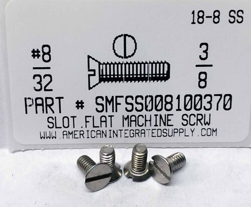 #8-32X3/8 FLAT HEAD SLOTTED MACHINE SCREW 18-8 STAINLESS STEEL