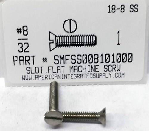 #8-32X1 FLAT HEAD SLOTTED MACHINE SCREW 18-8 STAINLESS STEEL