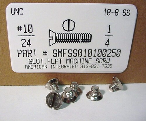 #10-24X1/4 FLAT UNDERCUT HEAD SLOTTED MACHINE SCREW 18-8 STAINLESS STEEL