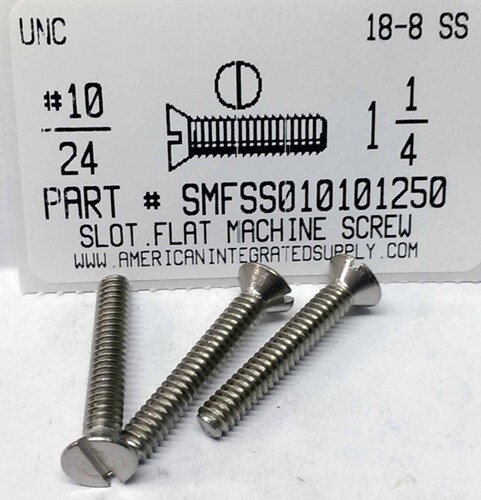 #10-24X1-1/4 FLAT HEAD SLOTTED MACHINE SCREW 18-8 STAINLESS STEEL