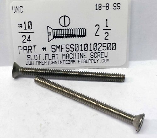 #10-24X2-1/2 FLAT HEAD SLOTTED MACHINE SCREW 18-8 STAINLESS STEEL