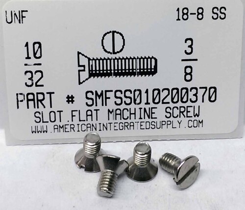 #10-32X3/8 FLAT HEAD SLOTTED MACHINE SCREW 18-8 STAINLESS STEEL