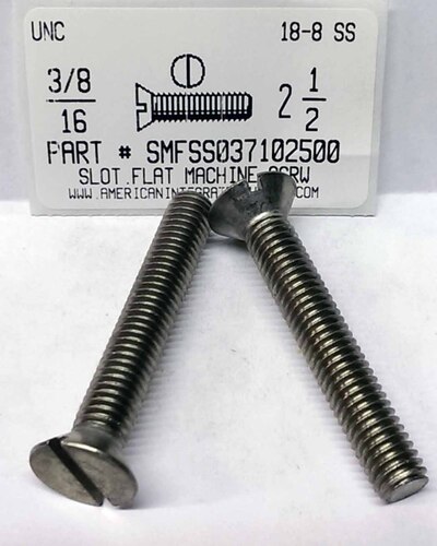 3/8-16X2-1/2 FLAT HEAD SLOTTED MACHINE SCREW 18-8 STAINLESS STEEL