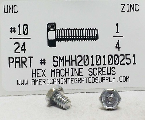 #10-24X1/4 INDENTED HEX HEAD MACHINE SCREW STEEL ZINC PLATED