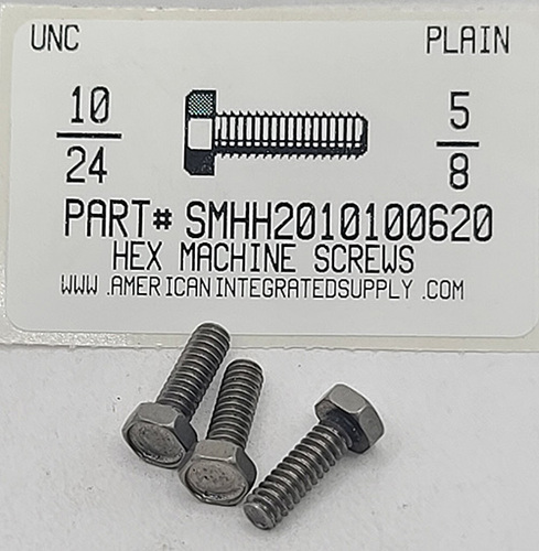 #10-24X5/8 INDENTED HEX HEAD MACHINE SCREW STEEL PLAIN