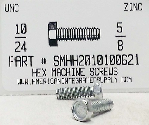 #10-24X5/8 INDENTED HEX HEAD MACHINE SCREW STEEL ZINC PLATED