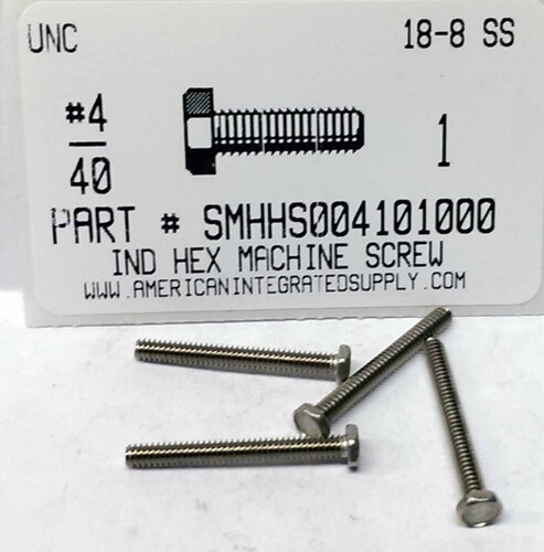 #4-40X1 INDENTED HEX HEAD MACHINE SCREW 18-8 STAINLESS STEEL