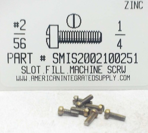 #2-56X1/4 FILLISTER HEAD SLOTTED MACHINE SCREW STEEL ZINC PLATED