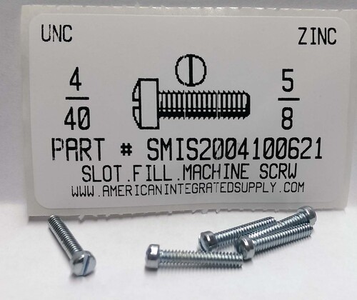 #4-40X5/8 FILLISTER HEAD SLOTTED MACHINE SCREW STEEL ZINC PLATED