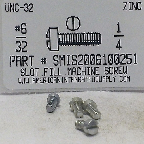 #6-32X1/4 FILLISTER HEAD SLOTTED MACHINE SCREW STEEL ZINC PLATED