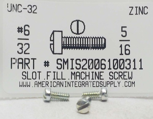 #6-32X5/16 FILLISTER HEAD SLOTTED MACHINE SCREW STEEL ZINC PLATED