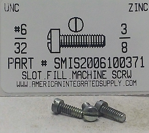 #6-32X3/8 FILLISTER HEAD SLOTTED MACHINE SCREW STEEL ZINC PLATED