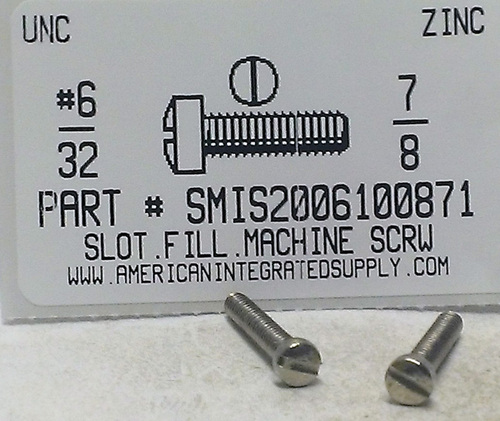 #6-32X7/8 FILLISTER HEAD SLOTTED MACHINE SCREW STEEL ZINC PLATED