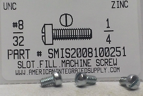 #8-32X1/4 FILLISTER HEAD SLOTTED MACHINE SCREW STEEL ZINC PLATED