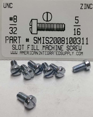 #8-32X5/16 FILLISTER HEAD SLOTTED MACHINE SCREW STEEL ZINC PLATED