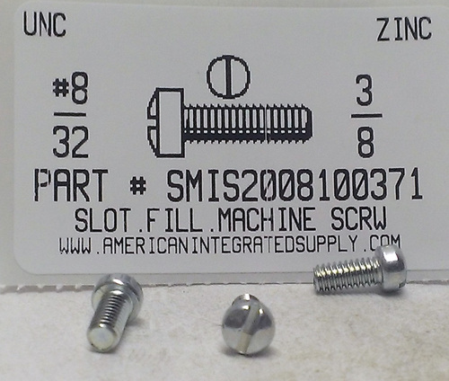 #8-32X3/8 FILLISTER HEAD SLOTTED MACHINE SCREW STEEL ZINC PLATED