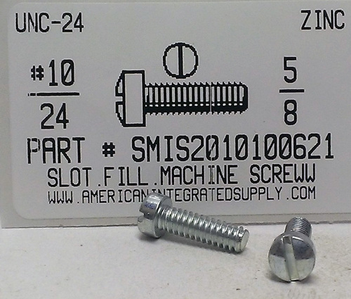 #10-24X5/8 FILLISTER HEAD SLOTTED MACHINE SCREW STEEL ZINC PLATED