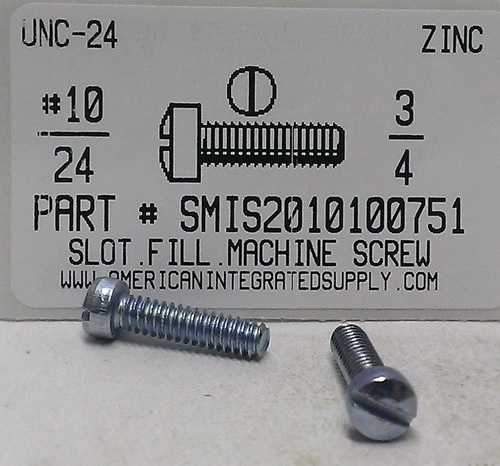 #10-24X3/4 FILLISTER HEAD SLOTTED MACHINE SCREW STEEL ZINC PLATED