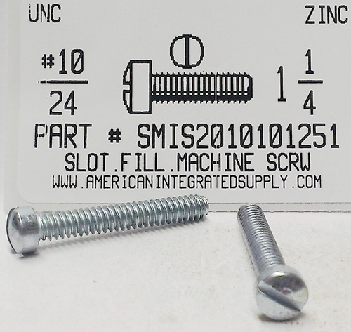 #10-24X1-1/4 FILLISTER HEAD SLOTTED MACHINE SCREW STEEL ZINC PLATED