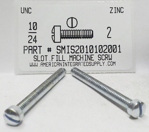 #10-24X2 FILLISTER HEAD SLOTTED MACHINE SCREW STEEL ZINC PLATED