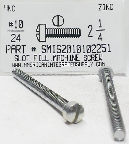 #10-24X2-1/4 FILLISTER HEAD SLOTTED MACHINE SCREW STEEL ZINC PLATED