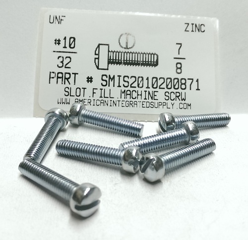 #10-32X7/8 FILLISTER HEAD SLOTTED MACHINE SCREW STEEL ZINC PLATED