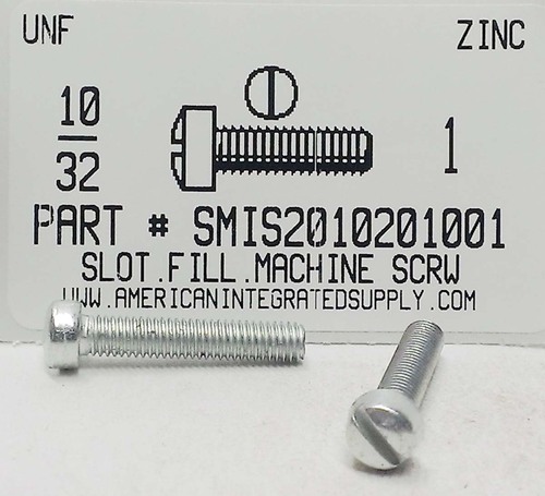 #10-32X1 FILLISTER HEAD SLOTTED MACHINE SCREW STEEL ZINC PLATED