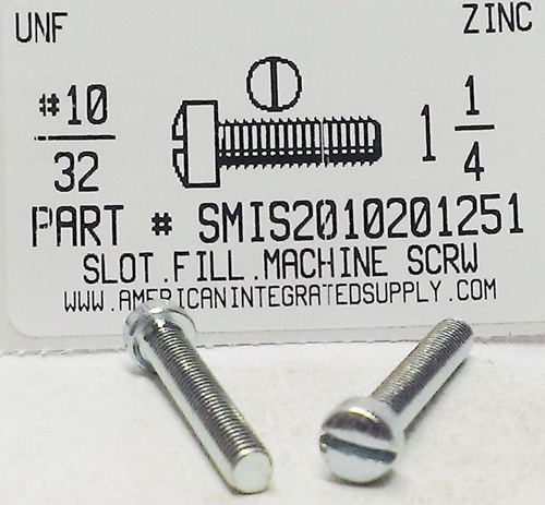 #10-32X1-1/4 FILLISTER HEAD SLOTTED MACHINE SCREW STEEL ZINC PLATED