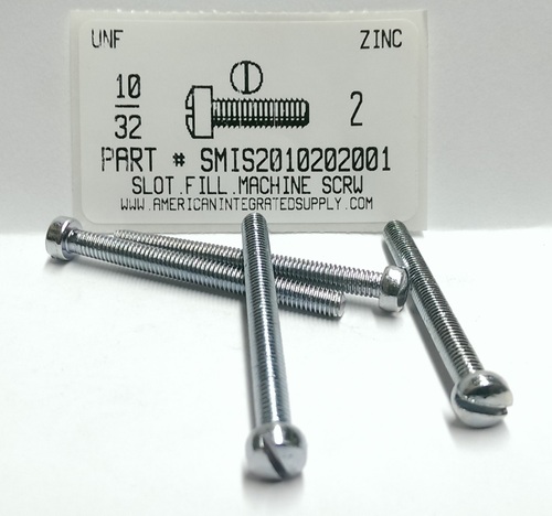 #10-32X2 FILLISTER HEAD SLOTTED MACHINE SCREW STEEL ZINC PLATED