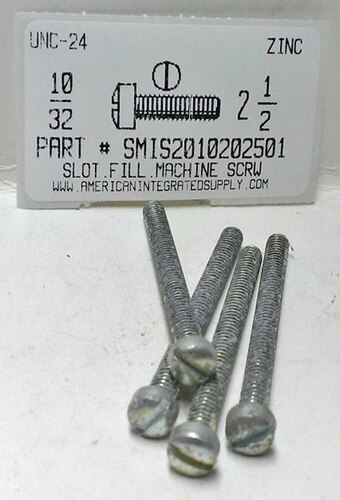 #10-32X2-1/2 FILLISTER HEAD SLOTTED MACHINE SCREW STEEL ZINC PLATED