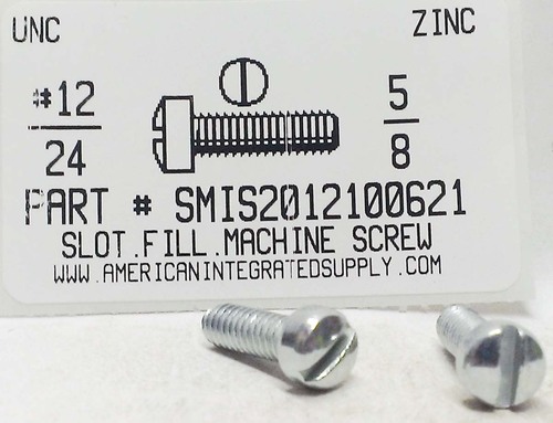 #12-24X5/8 FILLISTER HEAD SLOTTED MACHINE SCREW STEEL ZINC PLATED