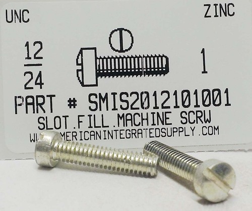 #12-24X1 FILLISTER HEAD SLOTTED MACHINE SCREW STEEL ZINC PLATED