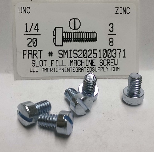 1/4-20X3/8 FILLISTER HEAD SLOTTED MACHINE SCREW STEEL ZINC PLATED