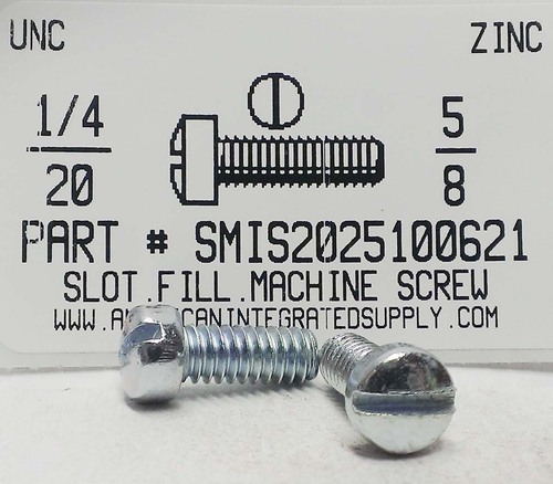 1/4-20X5/8 FILLISTER HEAD SLOTTED MACHINE SCREW STEEL ZINC PLATED