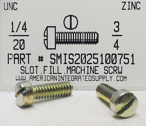 1/4-20X3/4 FILLISTER HEAD SLOTTED MACHINE SCREW STEEL ZINC PLATED