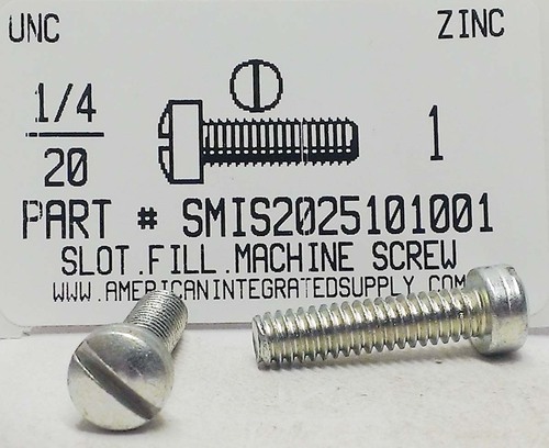 1/4-20X1 FILLISTER HEAD SLOTTED MACHINE SCREW STEEL ZINC PLATED