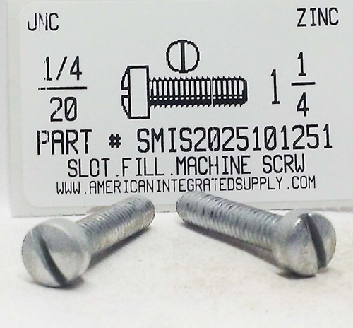 1/4-20X1-1/4 FILLISTER HEAD SLOTTED MACHINE SCREW STEEL ZINC PLATED