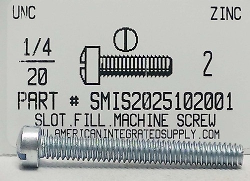 1/4-20X2 FILLISTER HEAD SLOTTED MACHINE SCREW STEEL ZINC PLATED