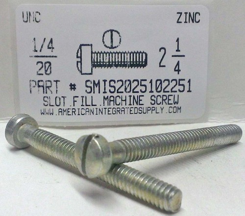 1/4-20X2-1/4 FILLISTER HEAD SLOTTED MACHINE SCREW STEEL ZINC PLATED