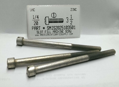 1/4-20X3-1/2 FILLISTER HEAD SLOTTED MACHINE SCREW STEEL ZINC PLATED