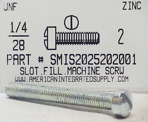 1/4-28X2 FILLISTER HEAD SLOTTED MACHINE SCREW STEEL ZINC PLATED