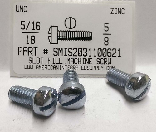 5/16-18X5/8 FILLISTER HEAD SLOTTED MACHINE SCREW STEEL ZINC PLATED