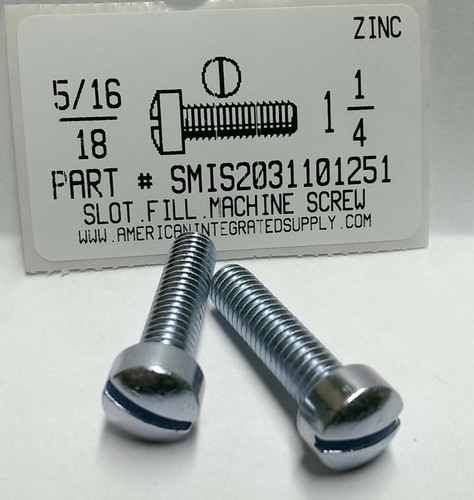 5/16-18X1-1/4 FILLISTER HEAD SLOTTED MACHINE SCREW STEEL ZINC PLATED