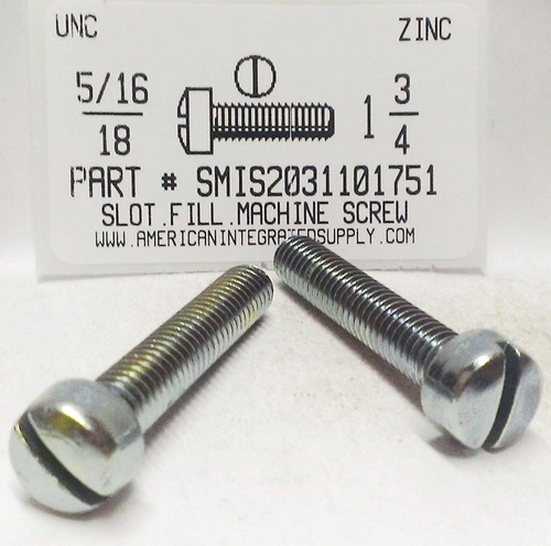 5/16-18X1-3/4 FILLISTER HEAD SLOTTED MACHINE SCREW ZINC PLATED (DISCONTINUED)